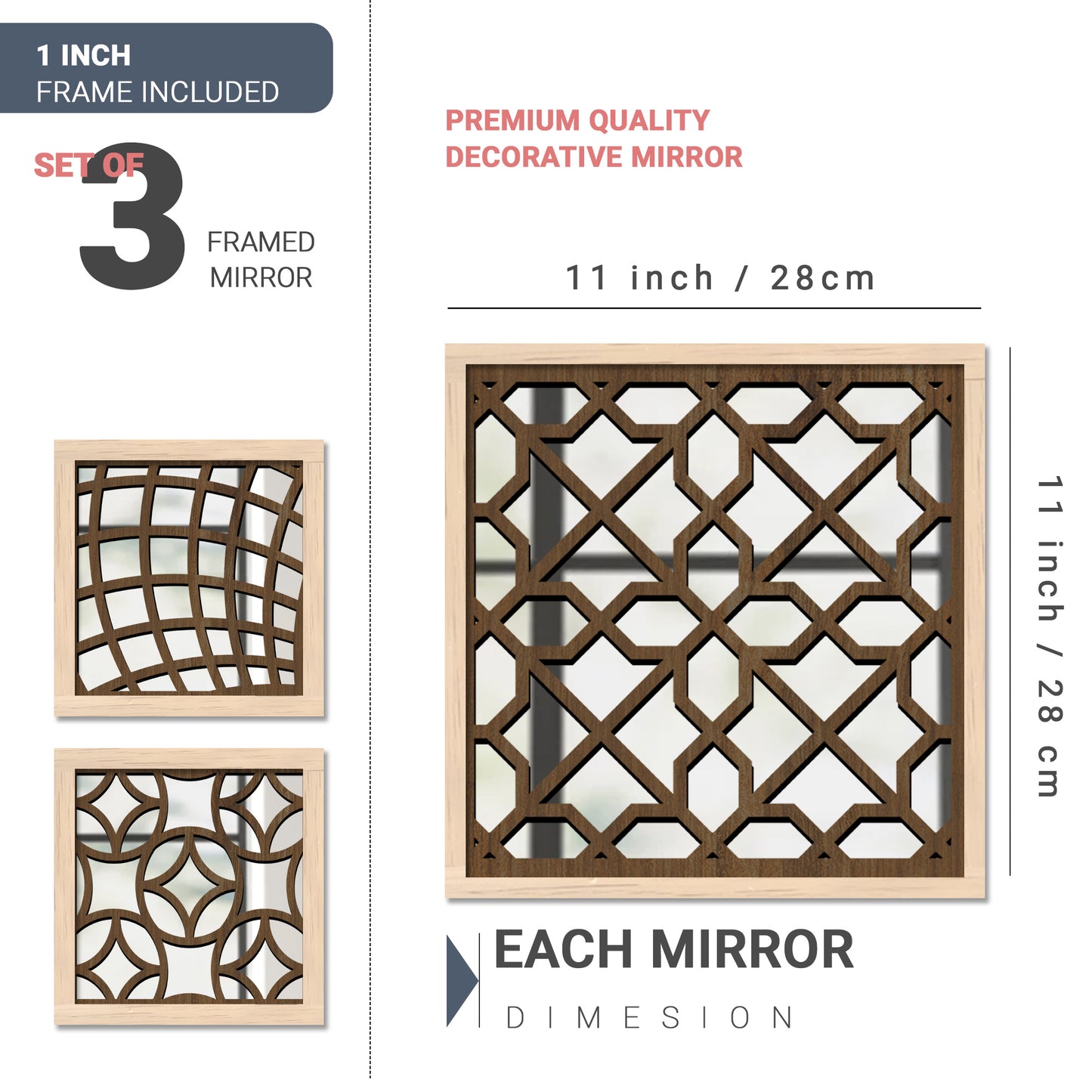 Decorative Mirror Wooden Wall Hanging for Home Decor - Wooden Jharokha Frames Mirror