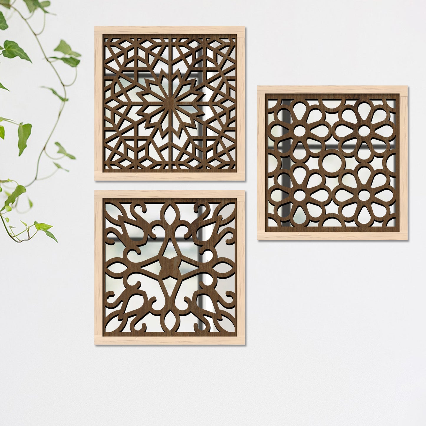 Decorative Mirror Wooden Wall Hanging for Home Decor - Wooden Jharokha Frames Mirror