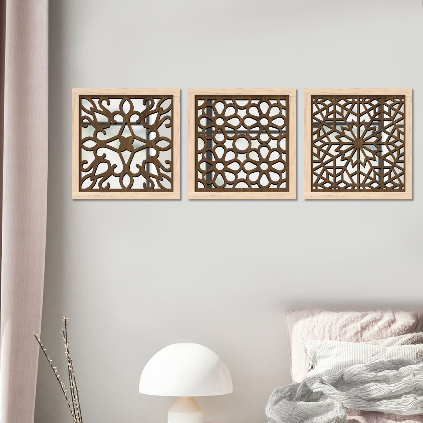 Decorative Mirror Wooden Wall Hanging for Home Decor - Wooden Jharokha Frames Mirror