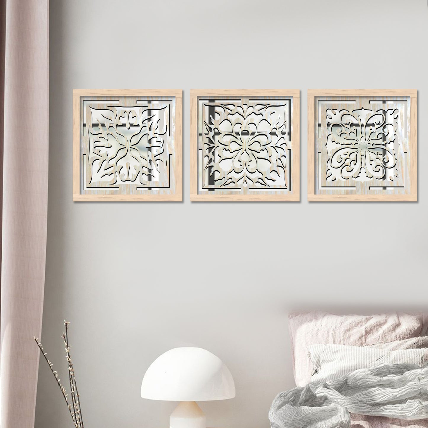 Decorative Mirror Wooden Wall Hanging for Home Decor - Wooden Jharokha Frames Mirror