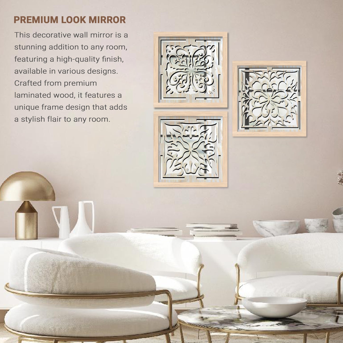 Decorative Mirror Wooden Wall Hanging for Home Decor - Wooden Jharokha Frames Mirror