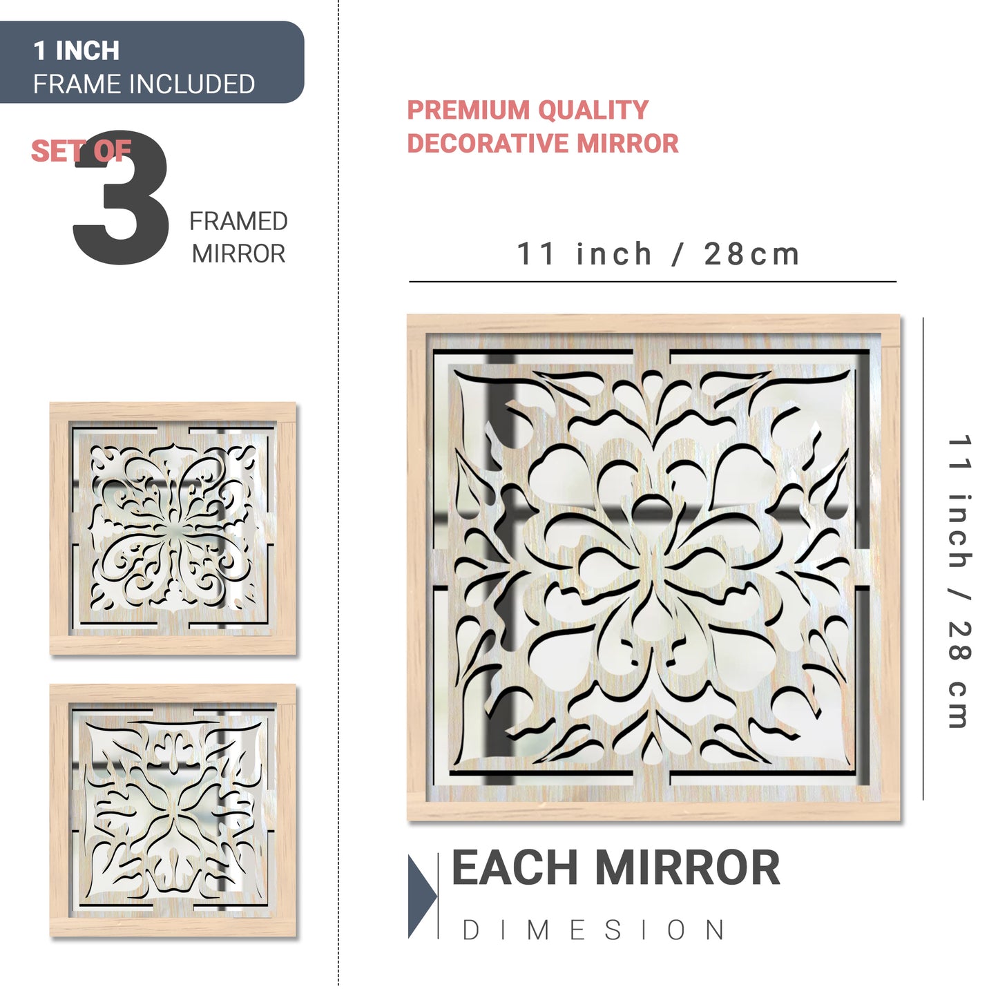 Decorative Mirror Wooden Wall Hanging for Home Decor - Wooden Jharokha Frames Mirror