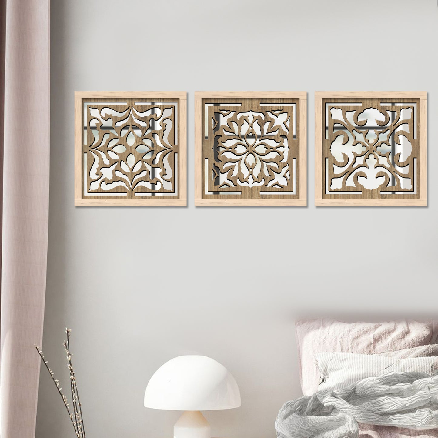 Decorative Mirror Wooden Wall Hanging for Home Decor - Wooden Jharokha Frames Mirror