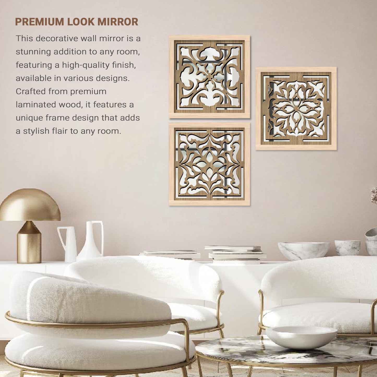Decorative Mirror Wooden Wall Hanging for Home Decor - Wooden Jharokha Frames Mirror