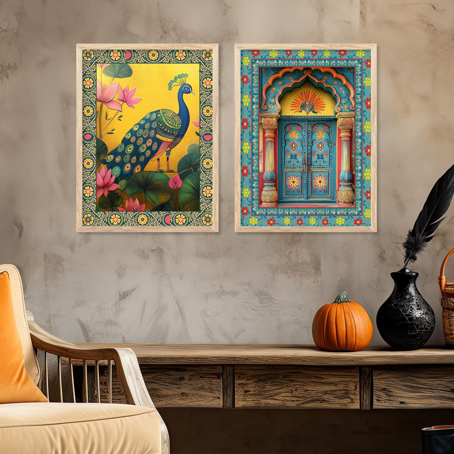 Traditional Indian Art with Frame for Home and Office Wall Decor