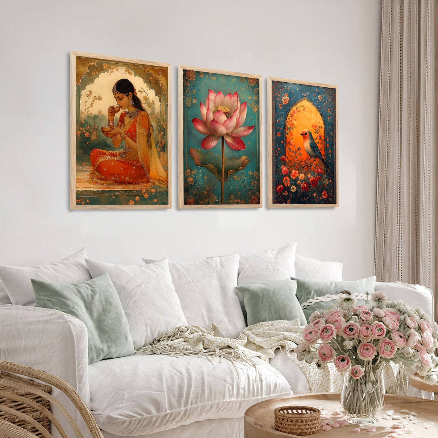 Traditional wall Art Paintings with Frame for Home Decor - Framed Wall Painting for Living Room Bedroom Office Room Decor - Painting for Wall Decoration