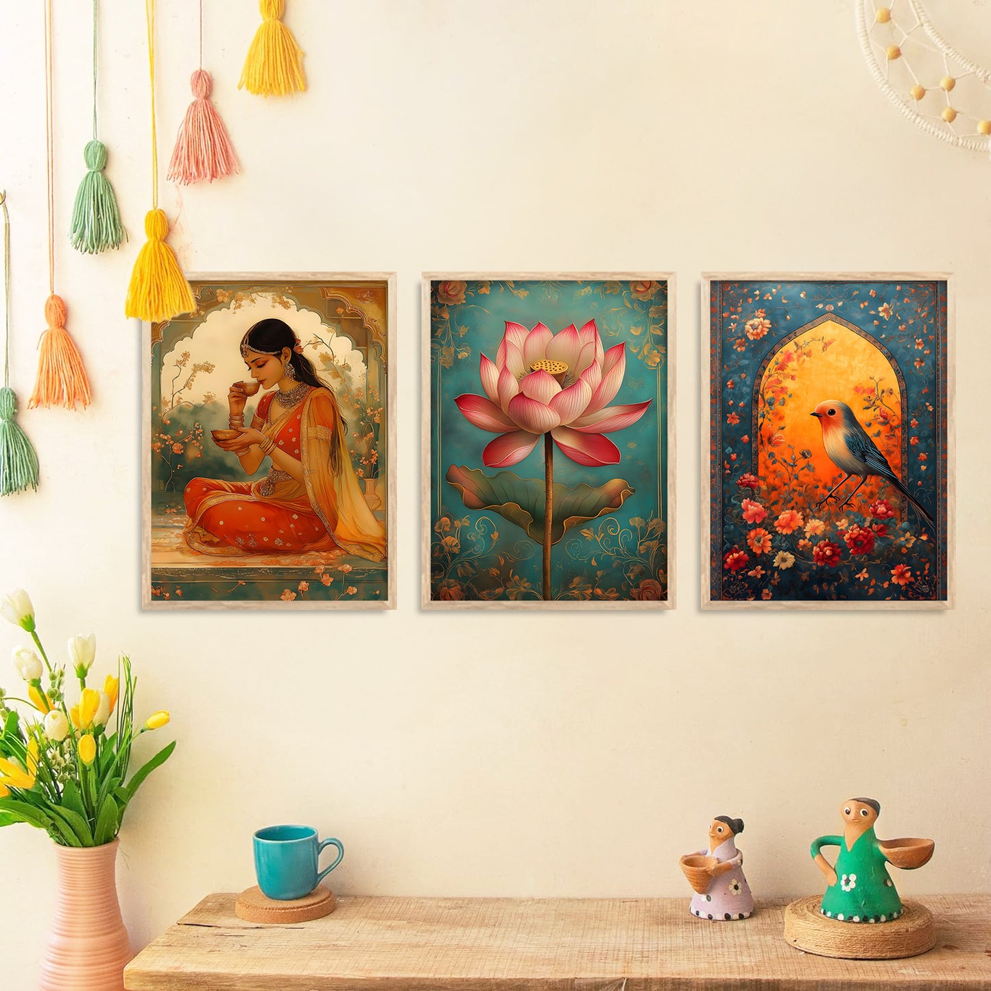 Traditional wall Art Paintings with Frame for Home Decor - Framed Wall Painting for Living Room Bedroom Office Room Decor - Painting for Wall Decoration