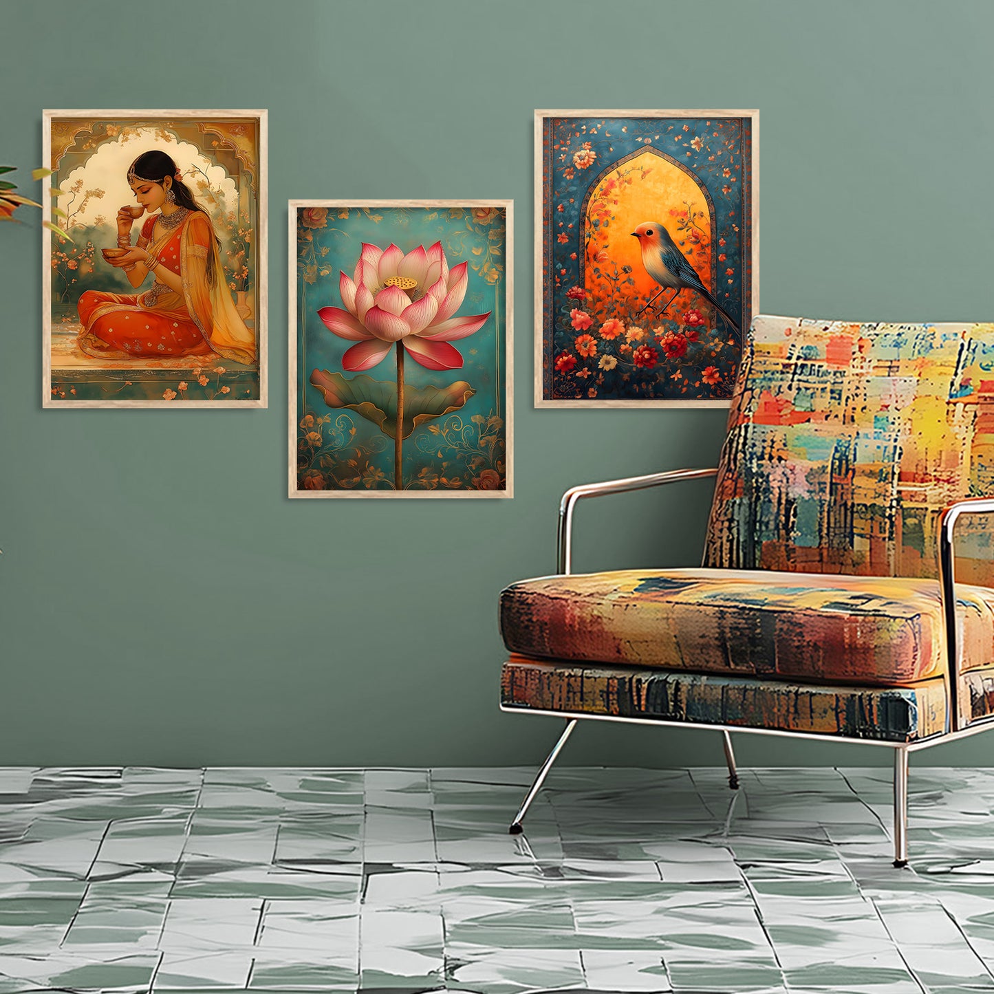 Traditional wall Art Paintings with Frame for Home Decor - Framed Wall Painting for Living Room Bedroom Office Room Decor - Painting for Wall Decoration