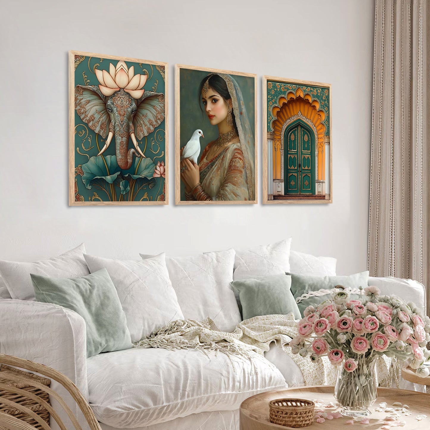 Traditional wall Art Paintings with Frame for Home Decor - Framed Wall Painting for Living Room Bedroom Office Room Decor - Painting for Wall Decoration