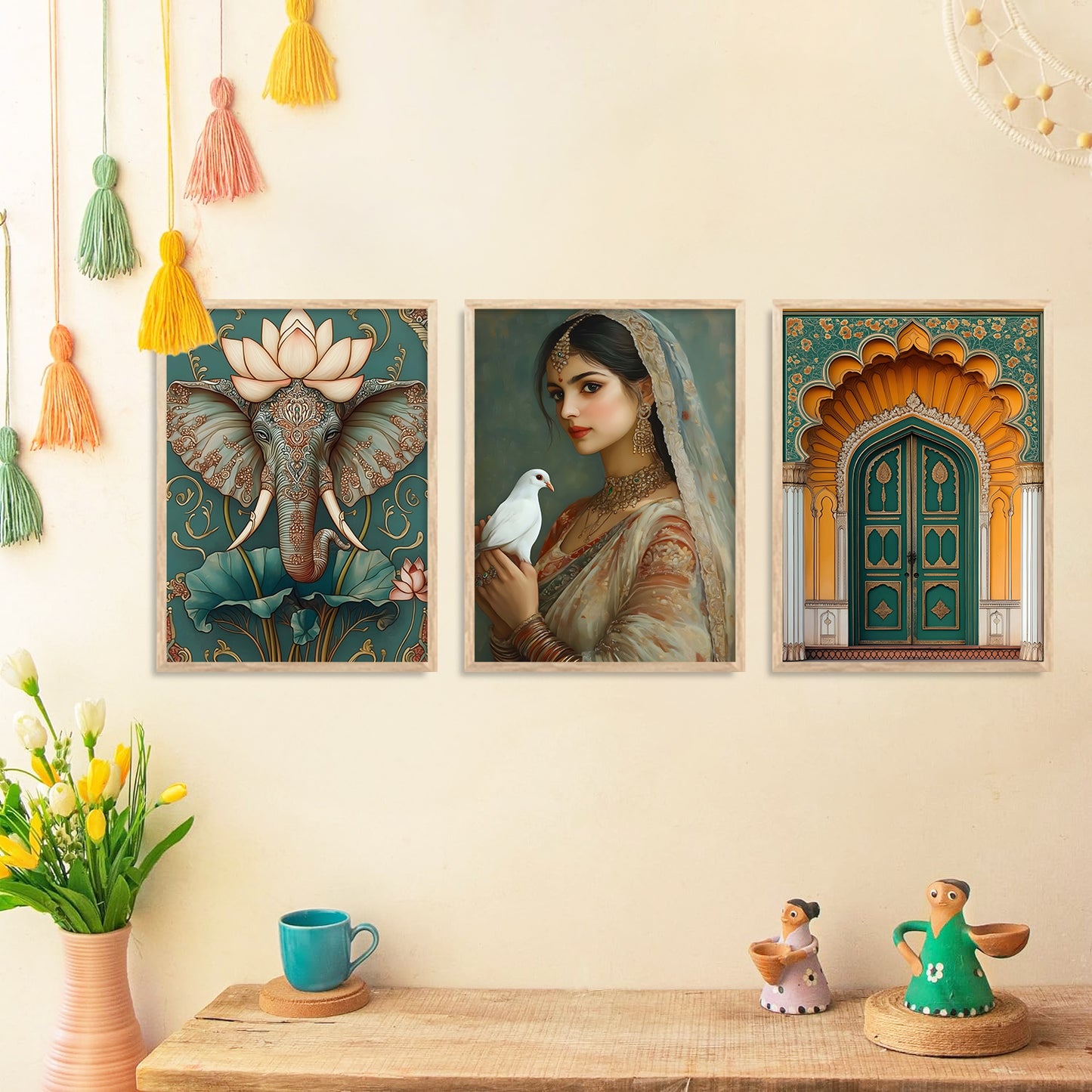 Traditional wall Art Paintings with Frame for Home Decor - Framed Wall Painting for Living Room Bedroom Office Room Decor - Painting for Wall Decoration