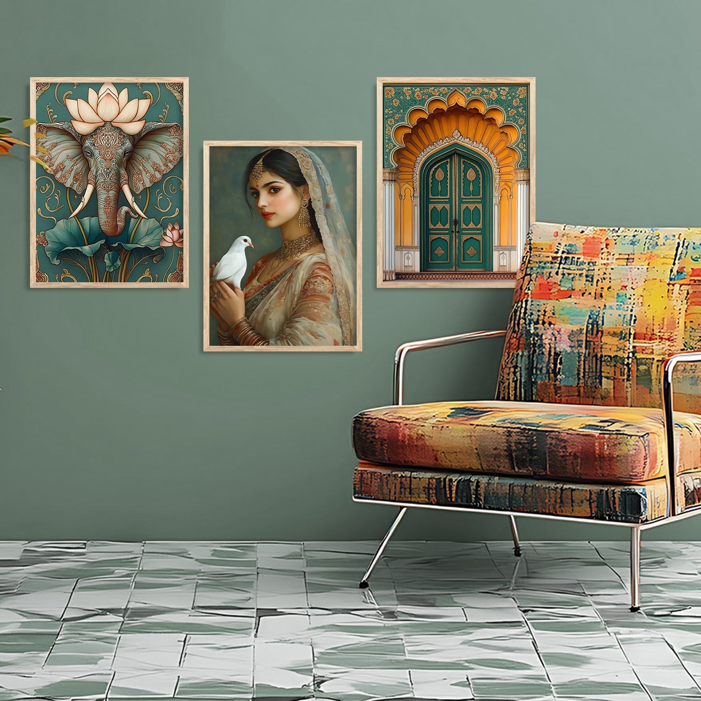 Traditional wall Art Paintings with Frame for Home Decor - Framed Wall Painting for Living Room Bedroom Office Room Decor - Painting for Wall Decoration