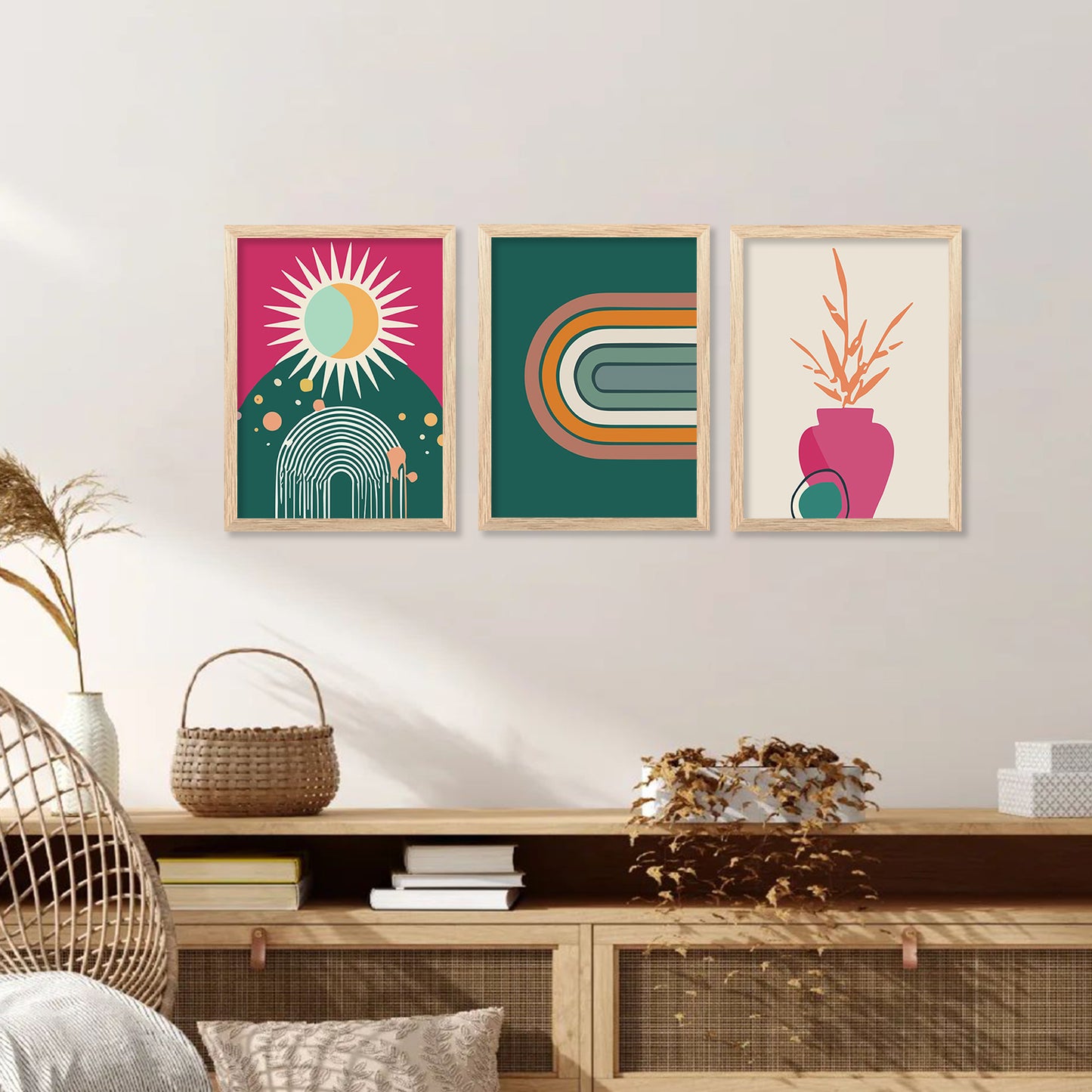 Minimal Boho Art Framed Posters for Home Living Room Bedroom and Office Wall Decor Set of 6