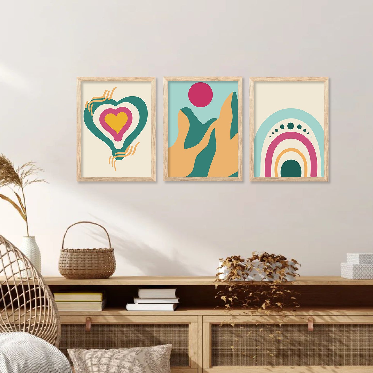 Minimal Boho Art Framed Posters for Home Living Room Bedroom and Office Wall Decor Set of 6