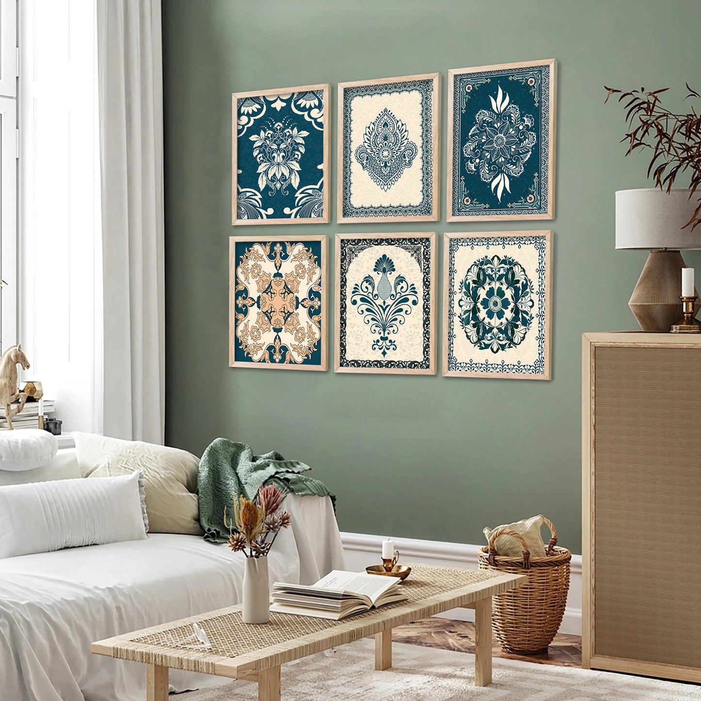Traditional Indian Madhubani Art Paintings with Frame for Wall Decor