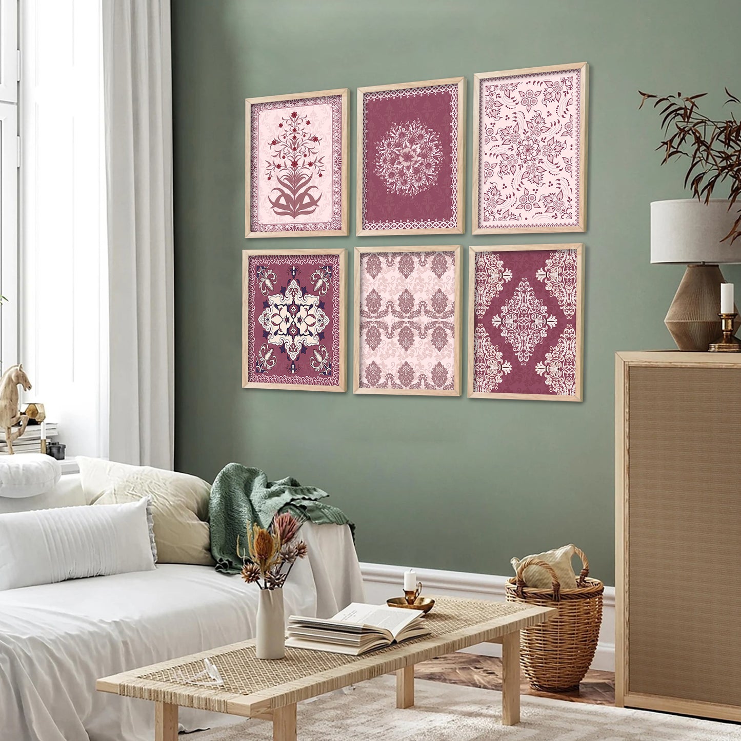 Traditional Indian Madhubani Art Paintings with Frame for Wall Decor