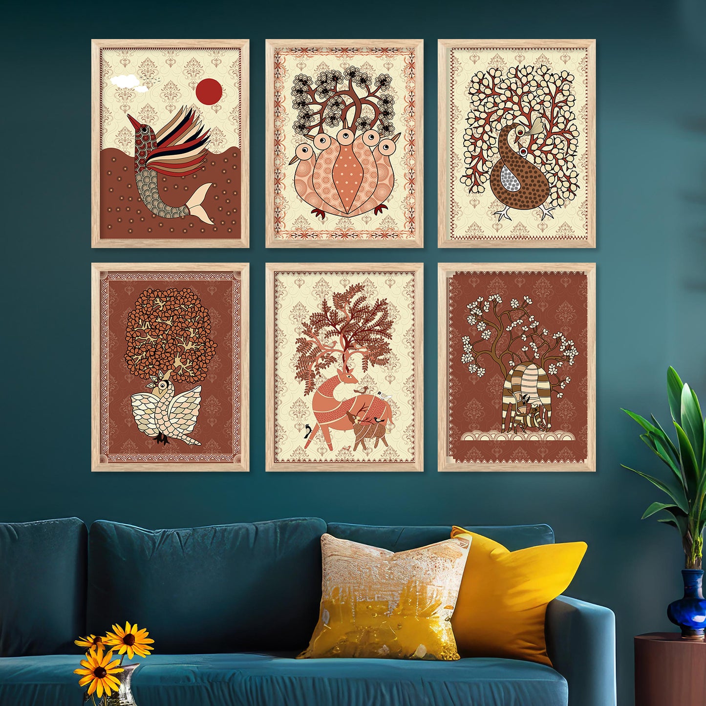 Gond Wall Art Paintings with Frame for Wall Decor