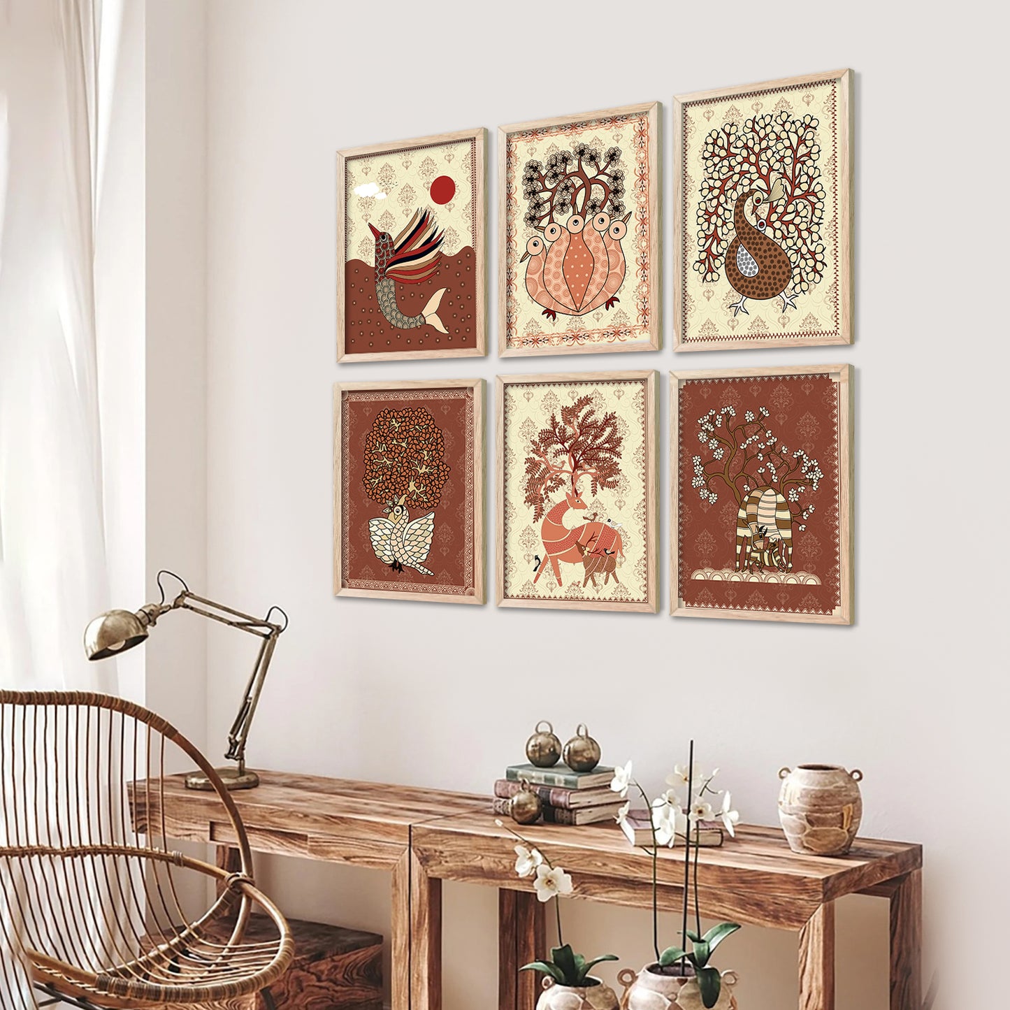 Gond Wall Art Paintings with Frame for Wall Decor