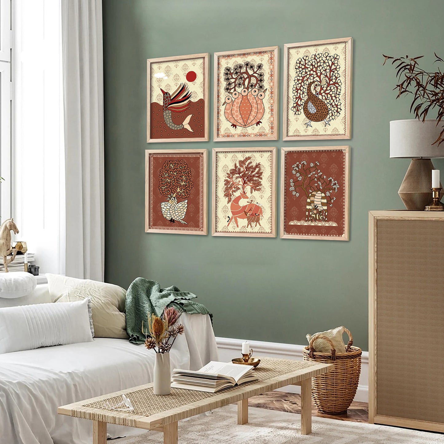 Gond Wall Art Paintings with Frame for Wall Decor