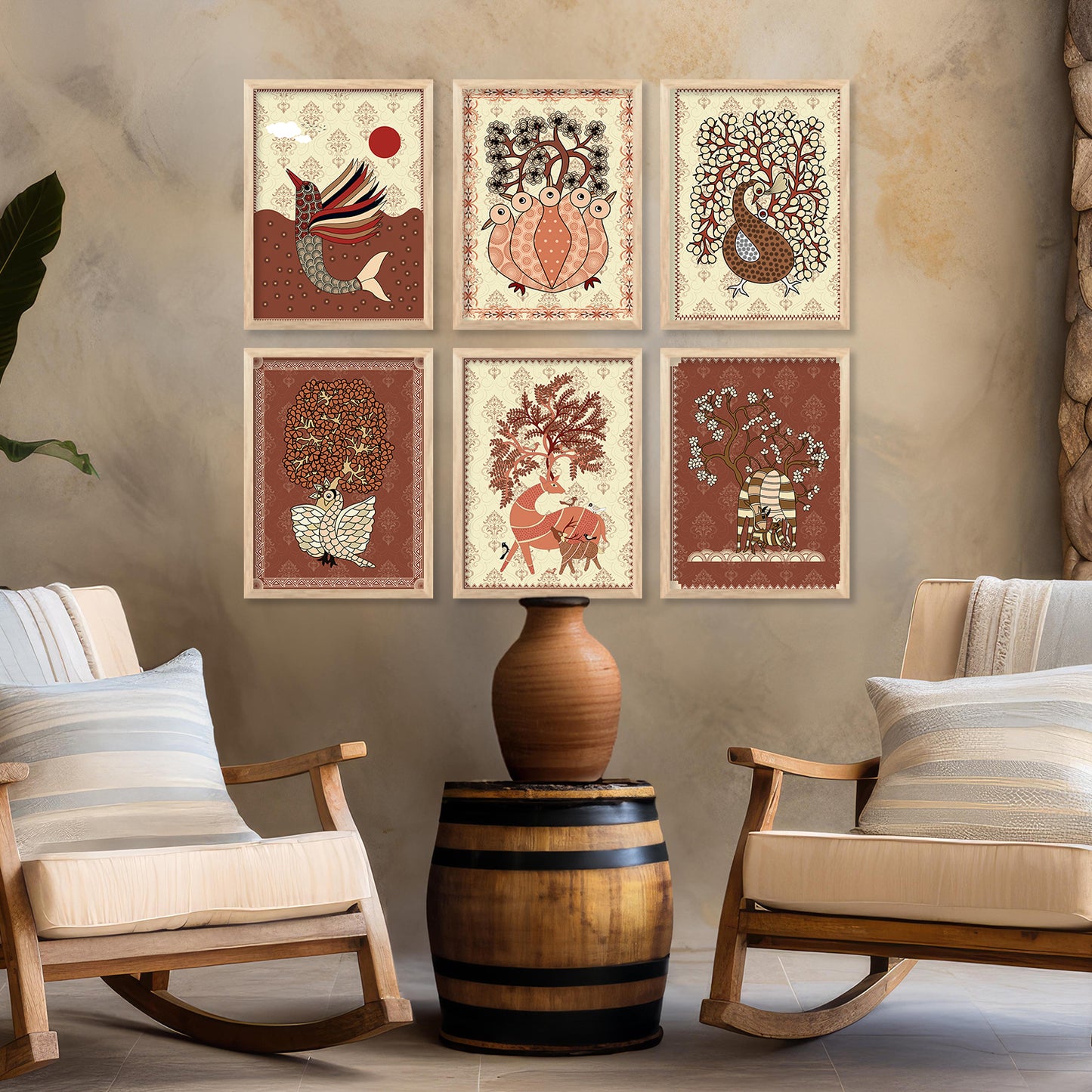 Gond Wall Art Paintings with Frame for Wall Decor