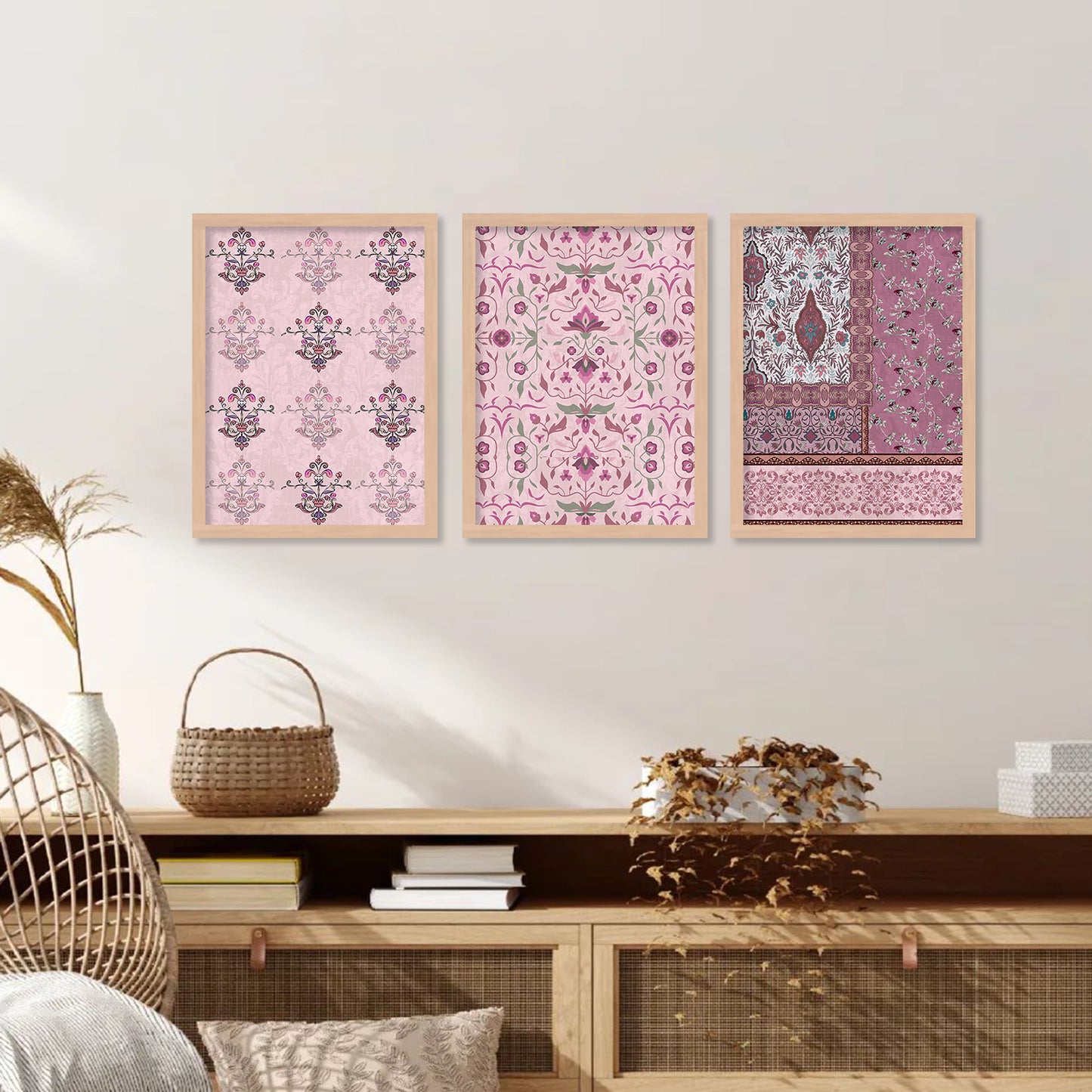 Traditional Indian Madhubani Paintings with Frame for Home Living Room Bedroom and Office Wall Decor Set of 6