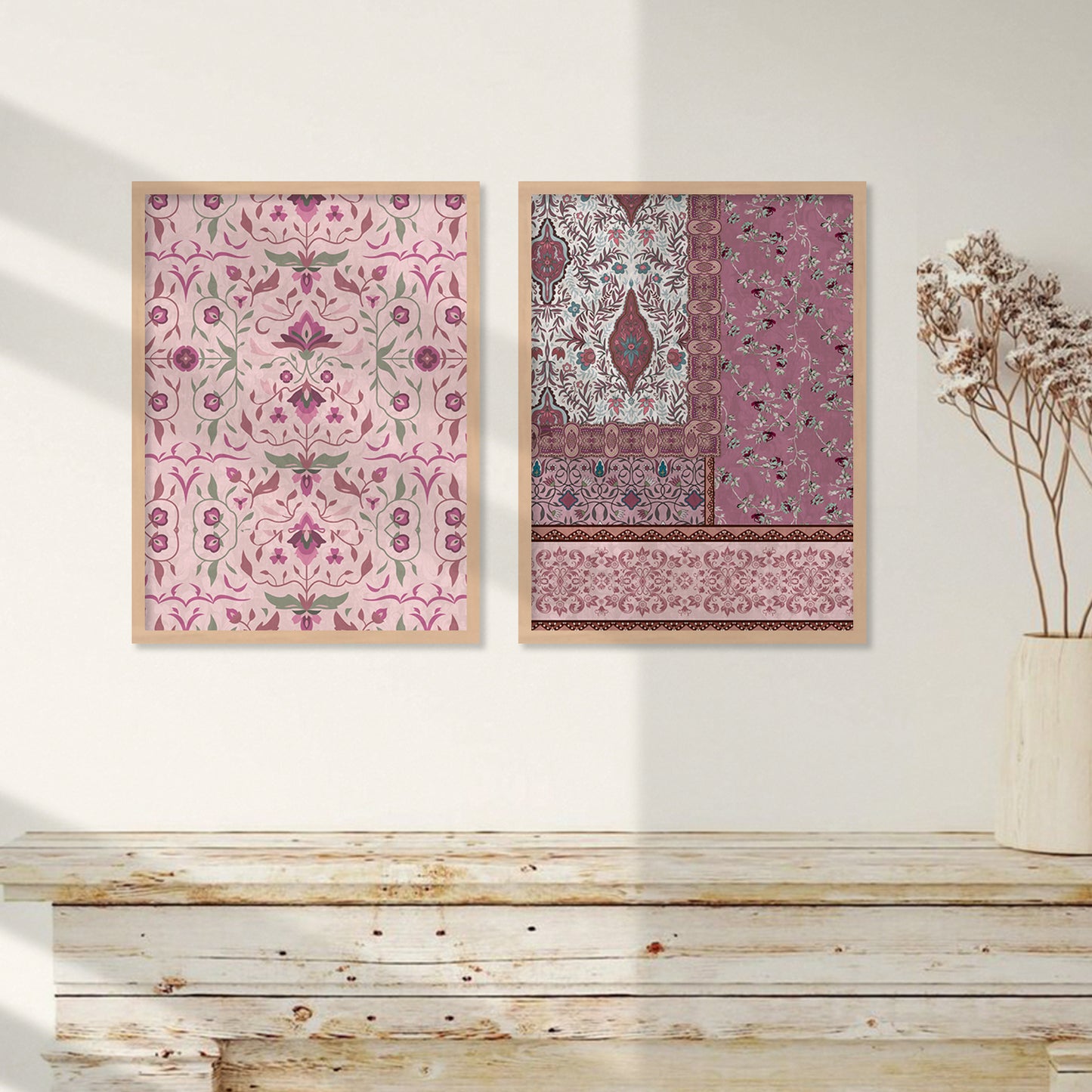 Traditional Indian Madhubani Paintings with Frame for Home Living Room Bedroom and Office Wall Decor Set of 6