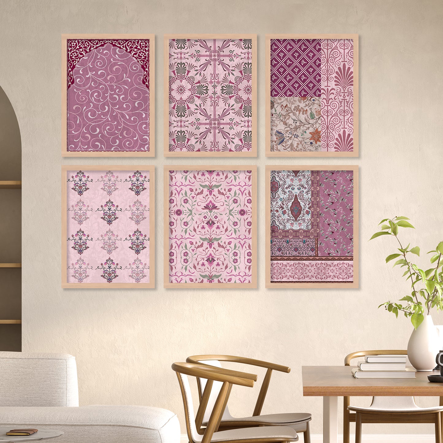 Traditional Indian Madhubani Paintings with Frame for Home Living Room Bedroom and Office Wall Decor Set of 6