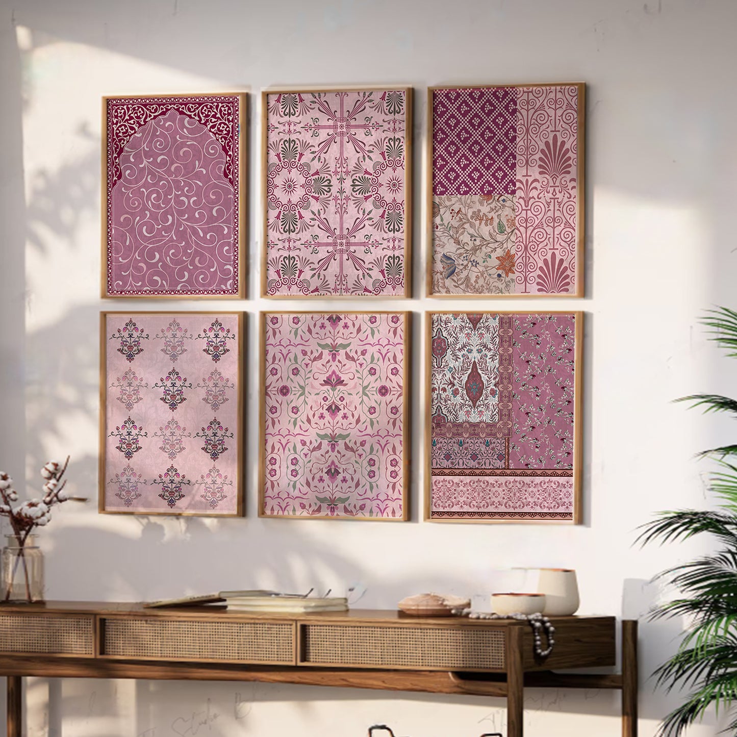 Traditional Indian Madhubani Paintings with Frame for Home Living Room Bedroom and Office Wall Decor Set of 6
