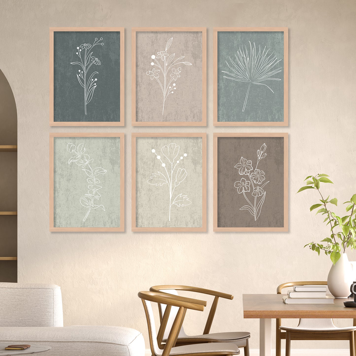 Nature Inspired Art Paintings with Frame for Living Room Bedroom Home and Office Wall Decor Set of 6