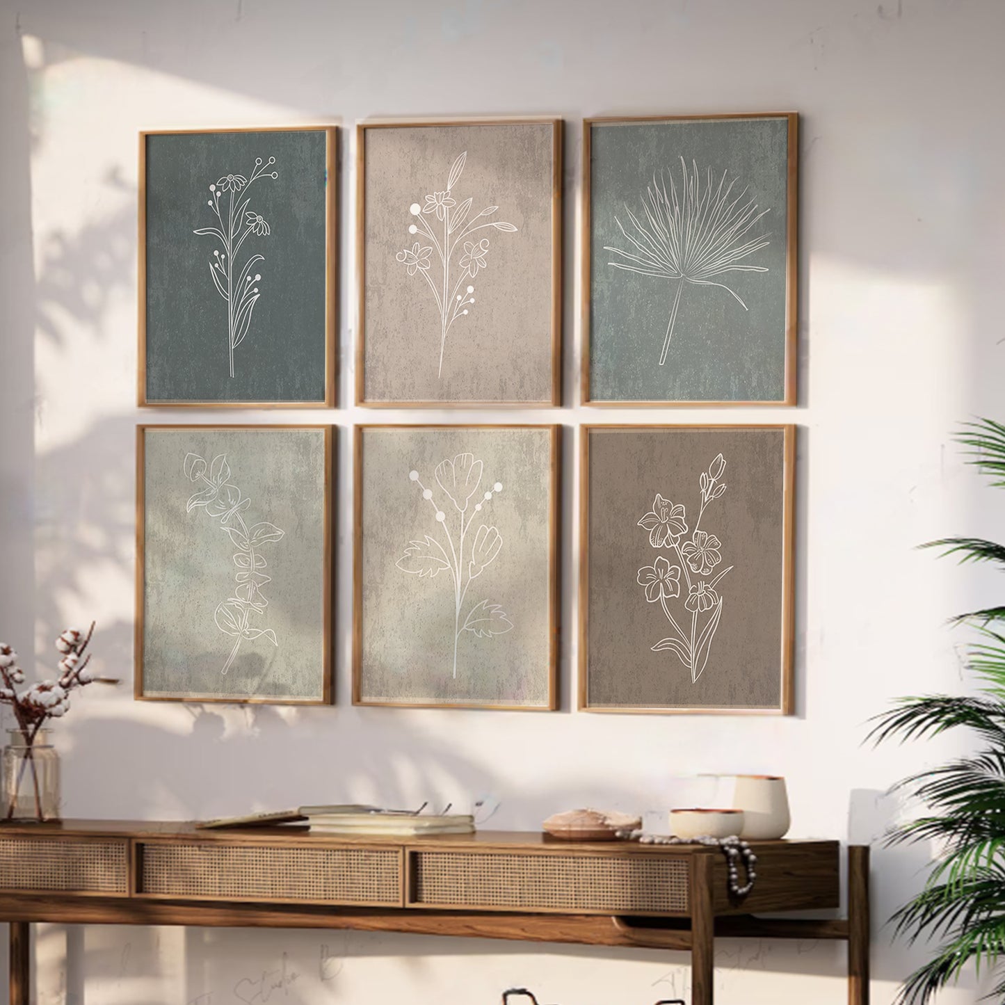 Nature Inspired Art Paintings with Frame for Living Room Bedroom Home and Office Wall Decor Set of 6