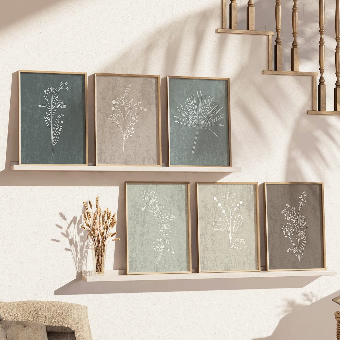 Nature Inspired Art Paintings with Frame for Living Room Bedroom Home and Office Wall Decor Set of 6