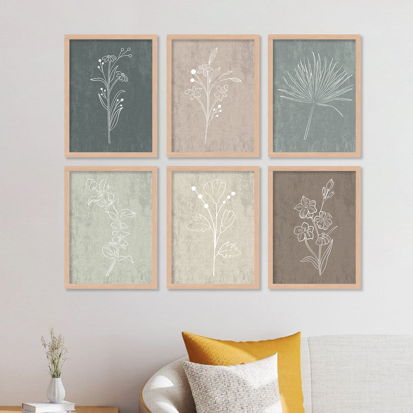 Nature Inspired Art Paintings with Frame for Living Room Bedroom Home and Office Wall Decor Set of 6