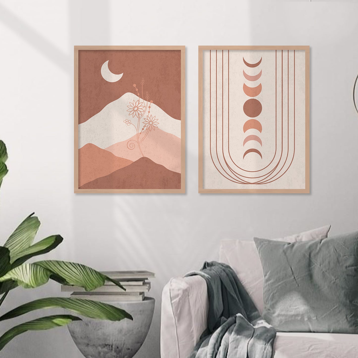 Minimal Boho Art Framed Posters for Home Living Room Bedroom and Office Wall Decor Set of 6