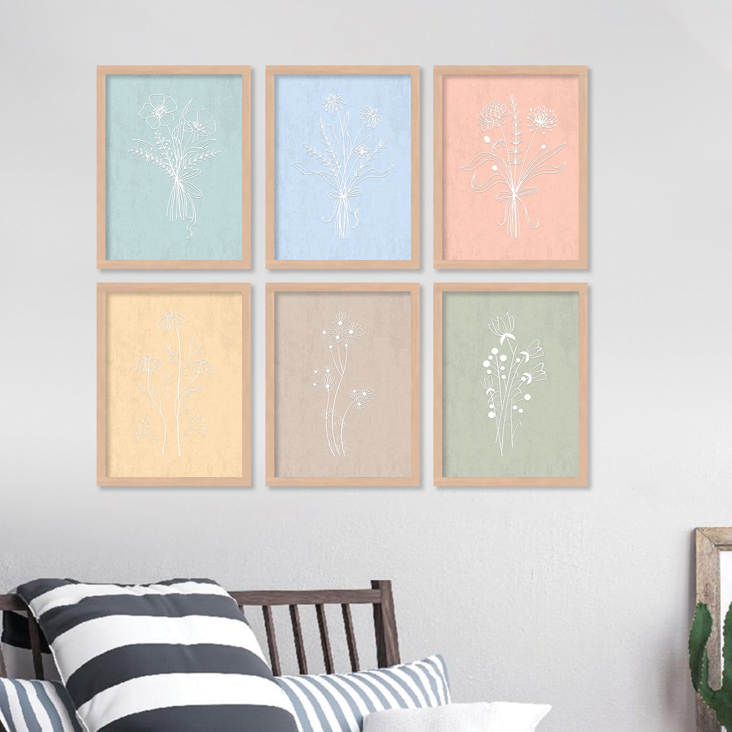 Nature Inspired Art Paintings with Frame for Living Room Bedroom Home and Office Wall Decor Set of 6