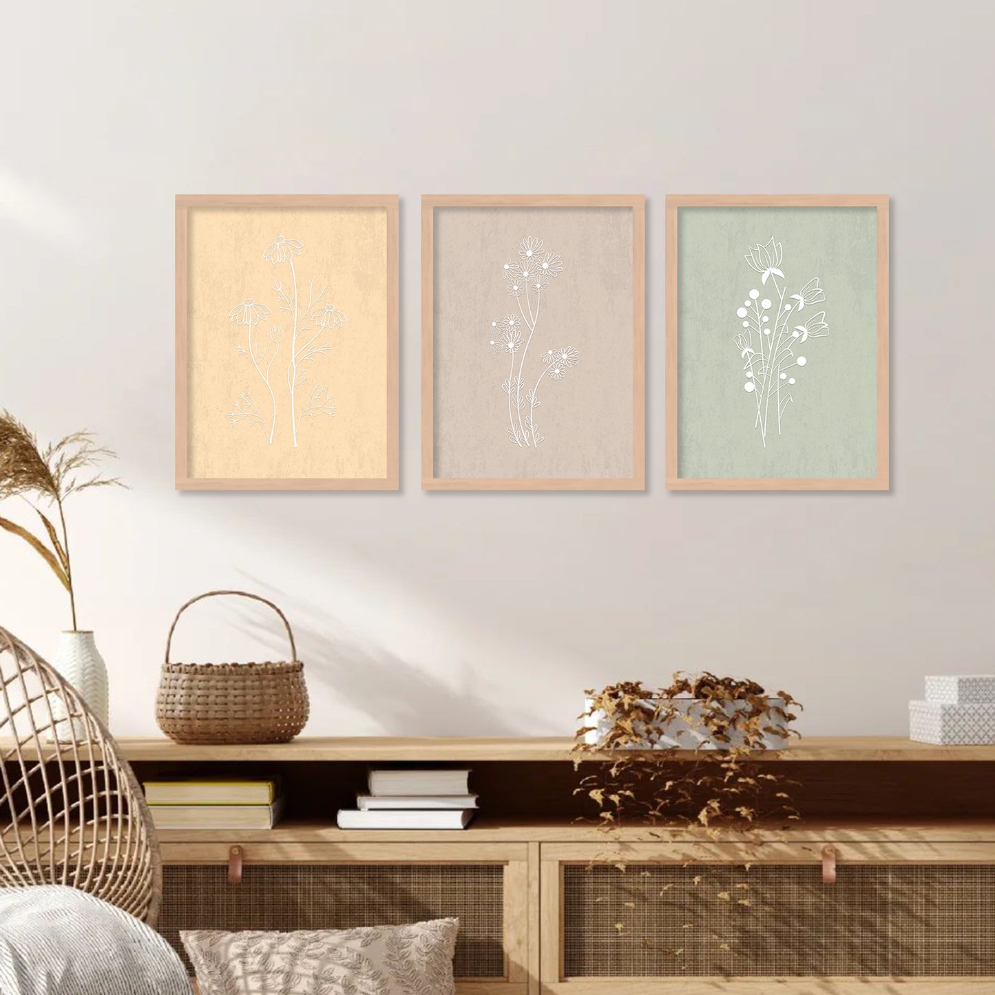 Nature Inspired Art Paintings with Frame for Living Room Bedroom Home and Office Wall Decor Set of 6