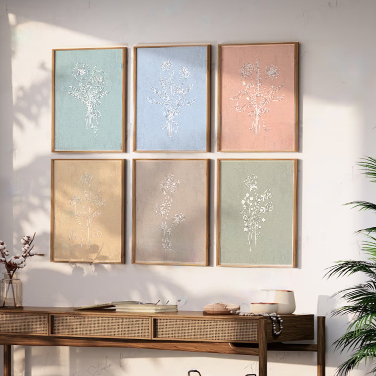 Nature Inspired Art Paintings with Frame for Living Room Bedroom Home and Office Wall Decor Set of 6