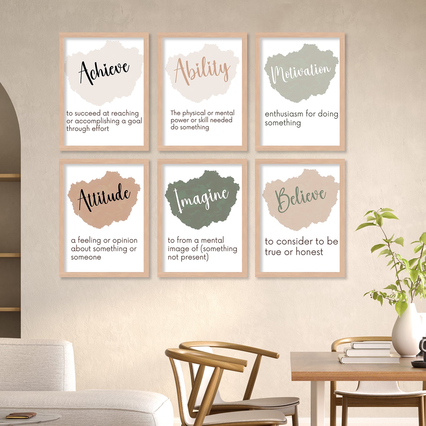 Motivational Quotes Framed Posters for Home Living Room Bedroom and Office Wall Decor Set of 6