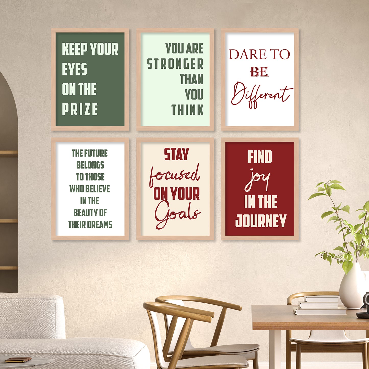 Motivational Quotes Framed Posters for Home Living Room Bedroom and Office Wall Decor Set of 6