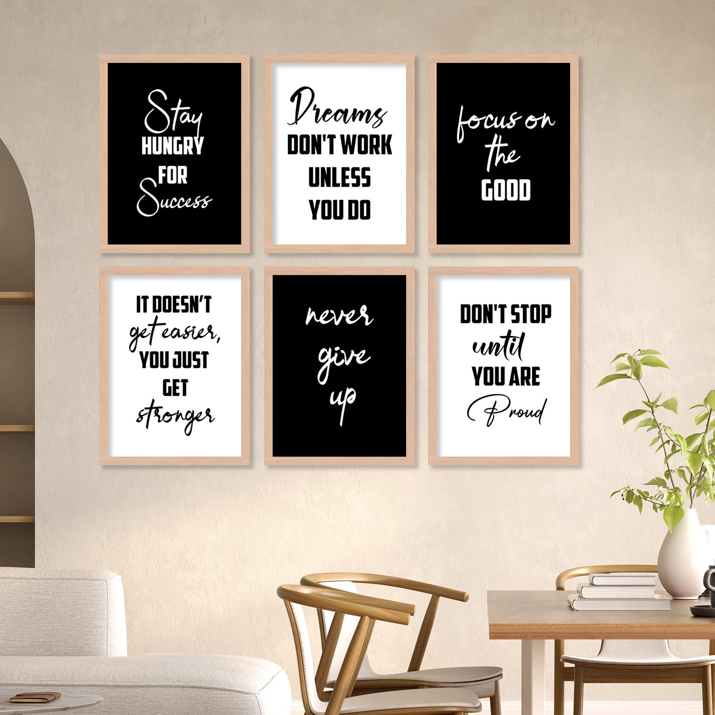 Motivational Quotes Framed Posters for Home Living Room Bedroom and Office Wall Decor Set of 6