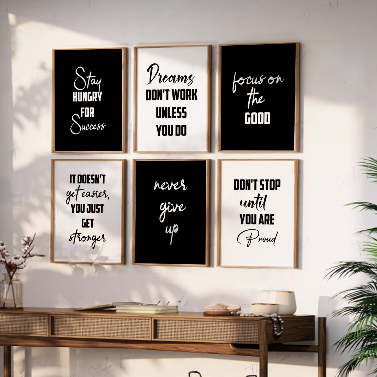 Motivational Quotes Framed Posters for Home Living Room Bedroom and Office Wall Decor Set of 6