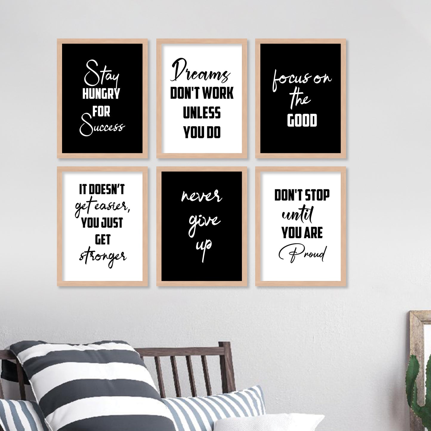 Motivational Quotes Framed Posters for Home Living Room Bedroom and Office Wall Decor Set of 6