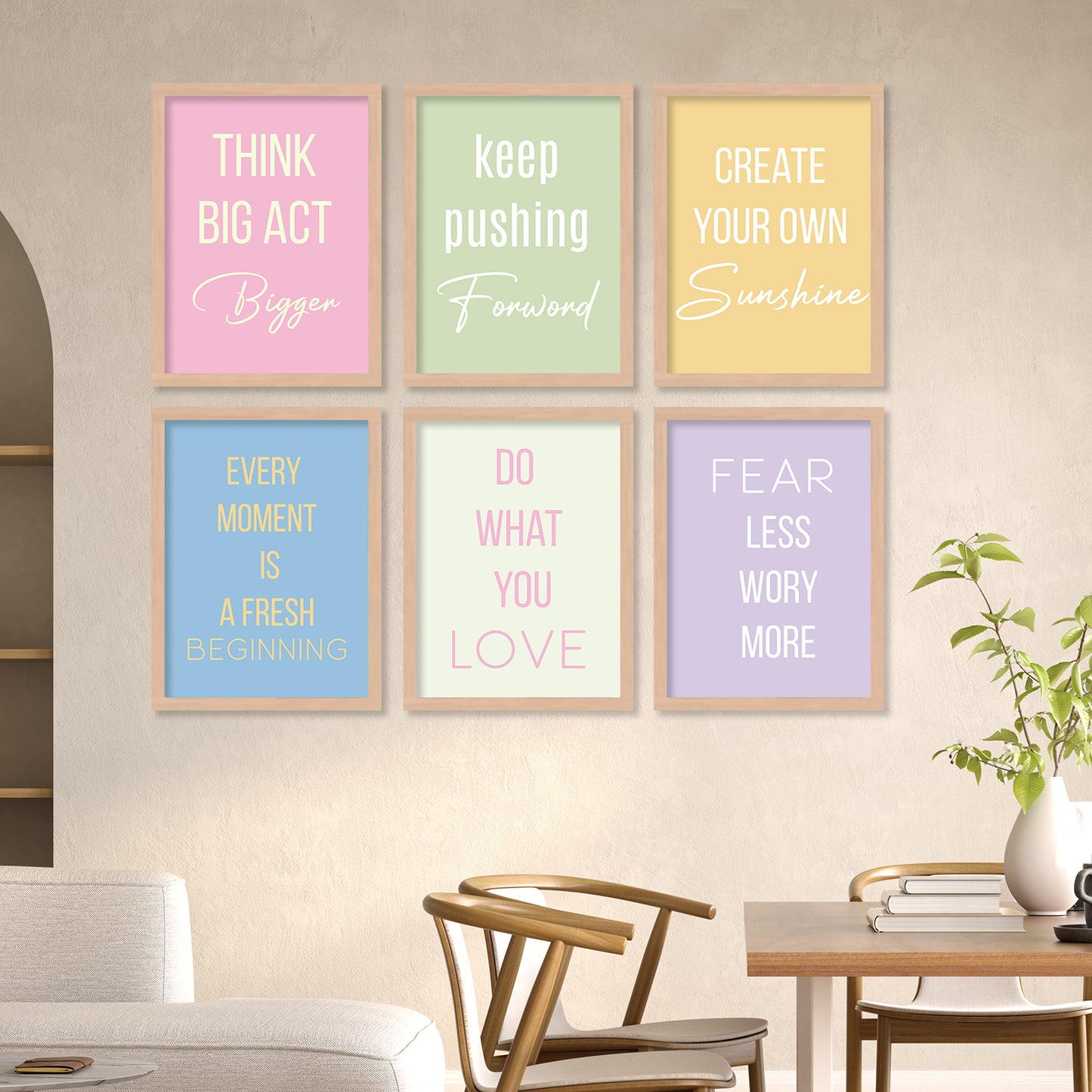 Motivational Quotes Framed Posters for Home Living Room Bedroom and Office Wall Decor Set of 6