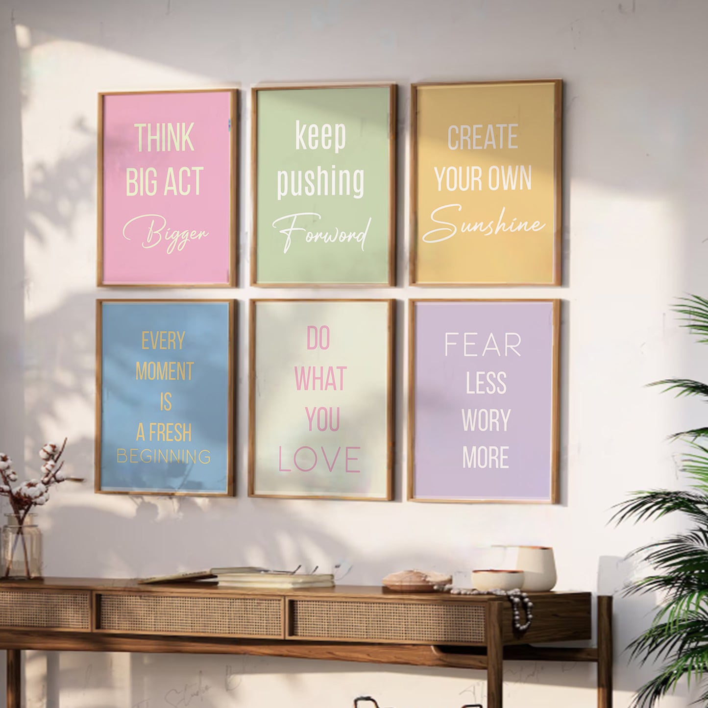 Motivational Quotes Framed Posters for Home Living Room Bedroom and Office Wall Decor Set of 6