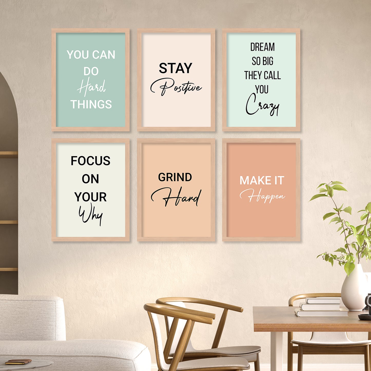 Motivational Quotes Framed Posters for Home Living Room Bedroom and Office Wall Decor Set of 6