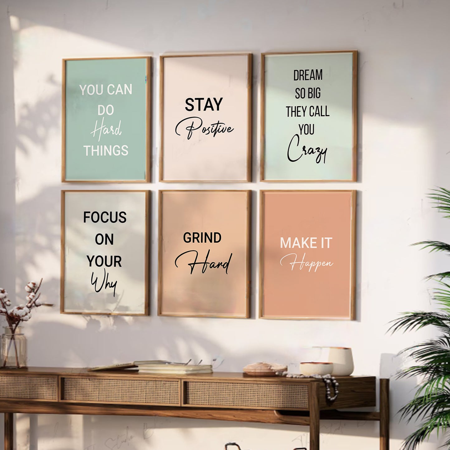Motivational Quotes Framed Posters for Home Living Room Bedroom and Office Wall Decor Set of 6