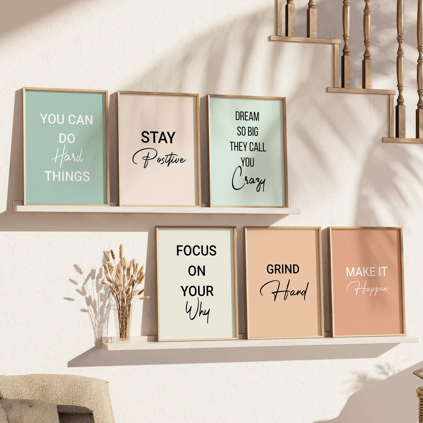 Motivational Quotes Framed Posters for Home Living Room Bedroom and Office Wall Decor Set of 6
