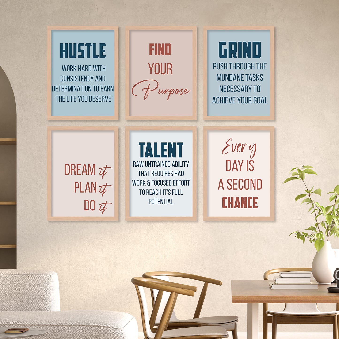 Motivational Quotes Framed Posters for Home Living Room Bedroom and Office Wall Decor Set of 6