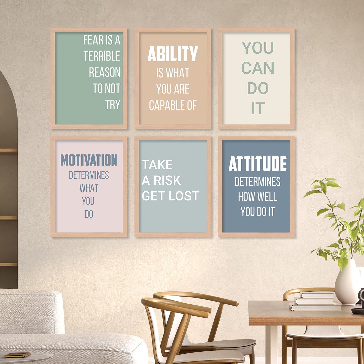 Motivational Quotes Framed Posters for Home Living Room Bedroom and Office Wall Decor Set of 6