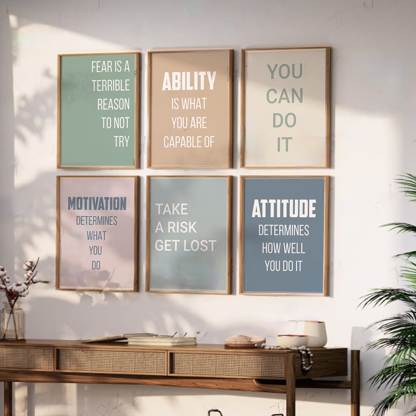 Motivational Quotes Framed Posters for Home Living Room Bedroom and Office Wall Decor Set of 6