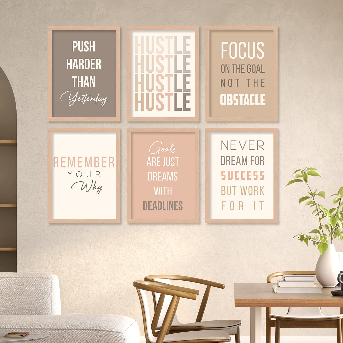 Motivational Quotes Framed Posters for Home Living Room Bedroom and Office Wall Decor Set of 6