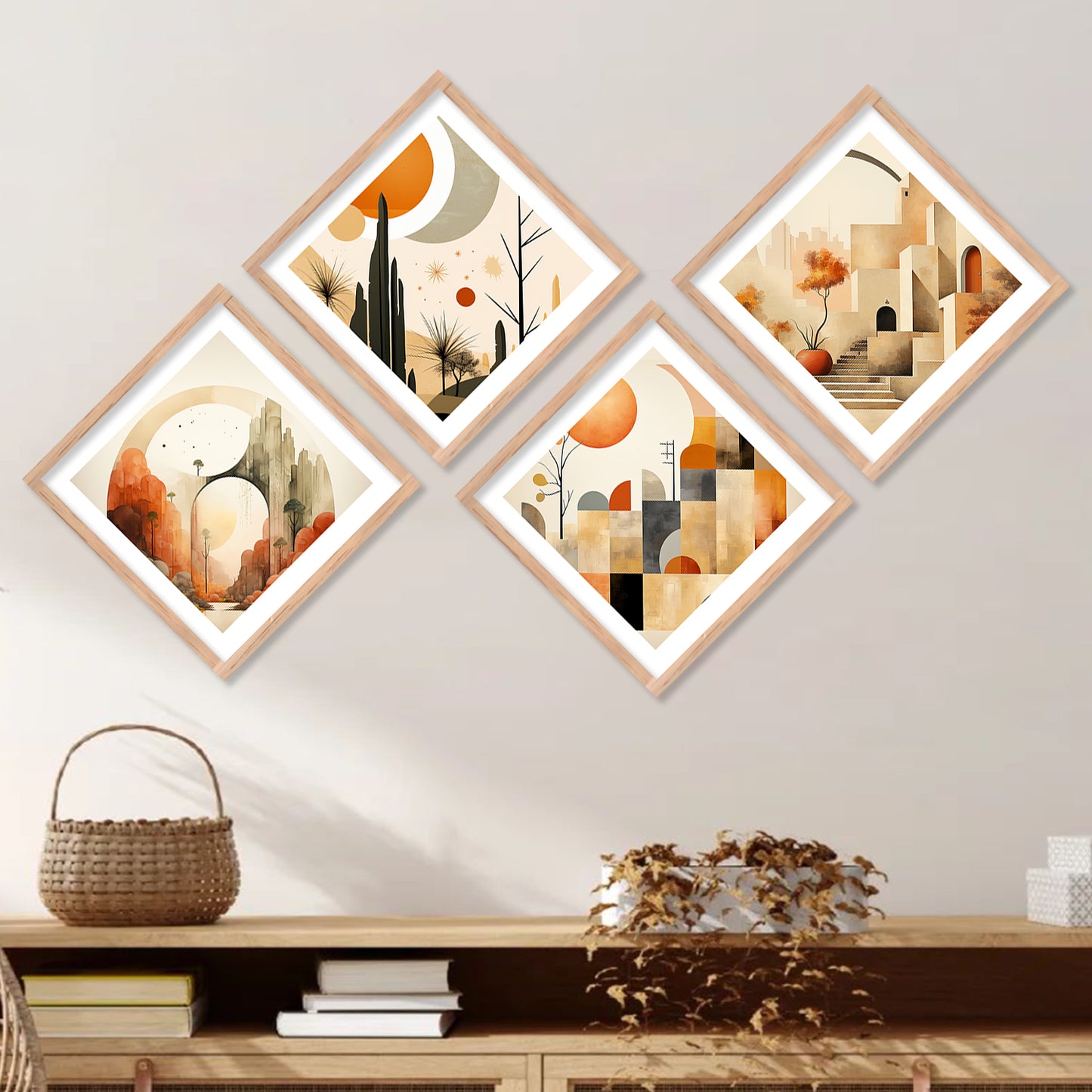 Modern Art Framed Painting Combo for Home Living Room Office Wall Decor